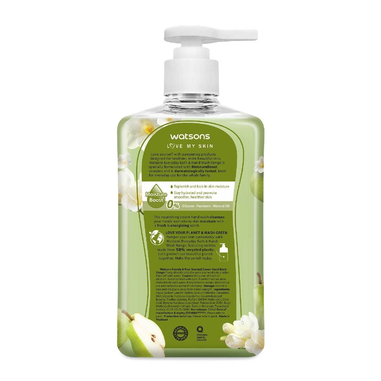 Freesia & Pear Scented Cream Hand Wash (Softening & Moisturising, Dermatologically Tested) 500ml