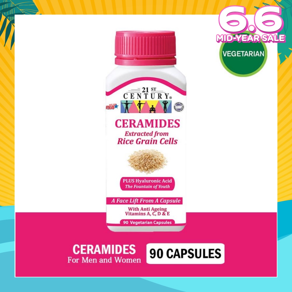 Ceramides Vegetarian For Men & Women Capsules (Extracted from Rice Grain Cells) 90s
