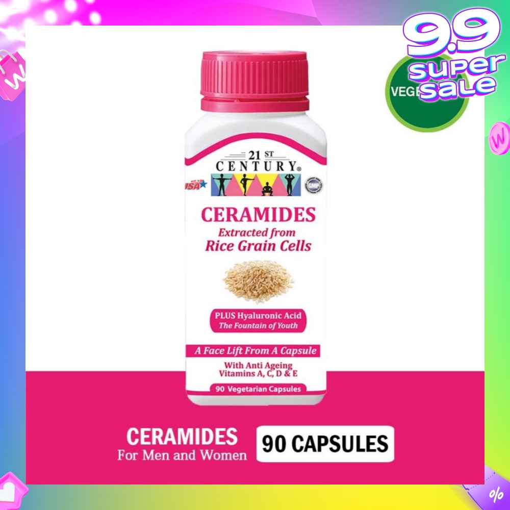 Ceramides Vegetarian For Men & Women Capsules (Extracted from Rice Grain Cells) 90s