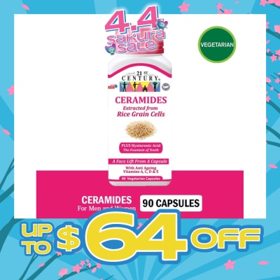 21ST CENTURY - Ceramides Vegetarian For Men & Women Capsules (Extracted from Rice Grain Cells) 90s