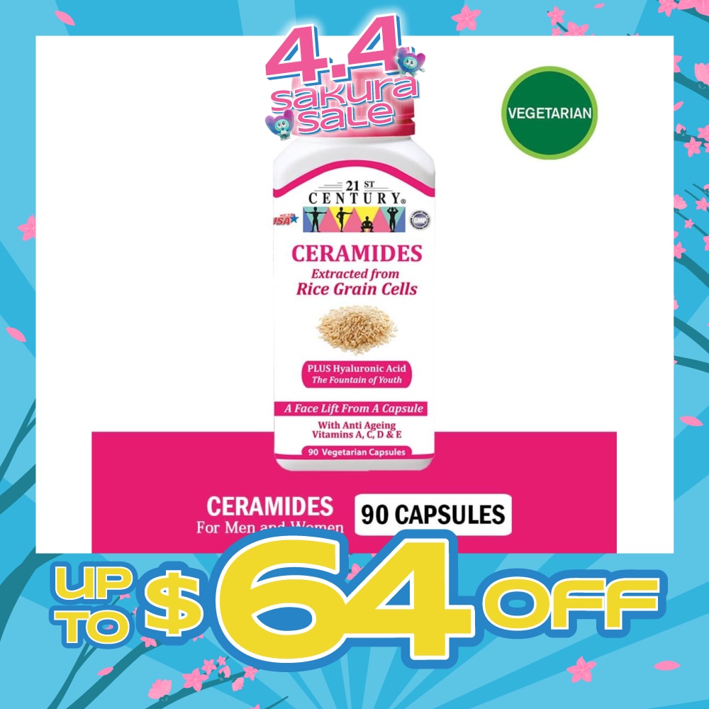 Ceramides Vegetarian For Men & Women Capsules (Extracted from Rice Grain Cells) 90s