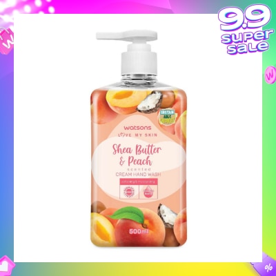WATSONS Shea Butter & Peach Scented Cream Hand Wash (Softening & Moisturising, Dermatologically Tested) 500ml