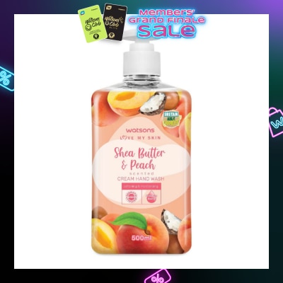 WATSONS Shea Butter & Peach Scented Cream Hand Wash (Softening & Moisturising, Dermatologically Tested) 500ml