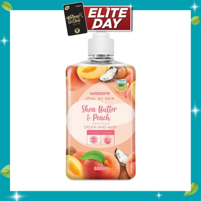 WATSONS Shea Butter & Peach Scented Cream Hand Wash (Softening & Moisturising, Dermatologically Tested) 500ml image