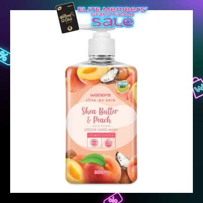WATSONS Shea Butter & Peach Scented Cream Hand Wash (Softening & Moisturising, Dermatologically Tested) 500ml