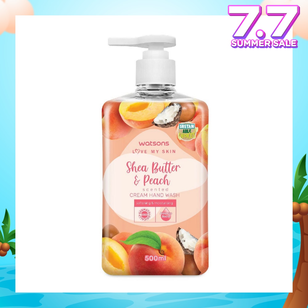 Shea Butter & Peach Scented Cream Hand Wash (Softening & Moisturising, Dermatologically Tested) 500ml