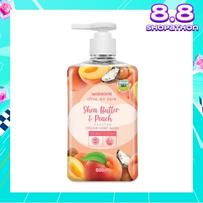 WATSONS Shea Butter & Peach Scented Cream Hand Wash (Softening & Moisturising, Dermatologically Tested) 500ml