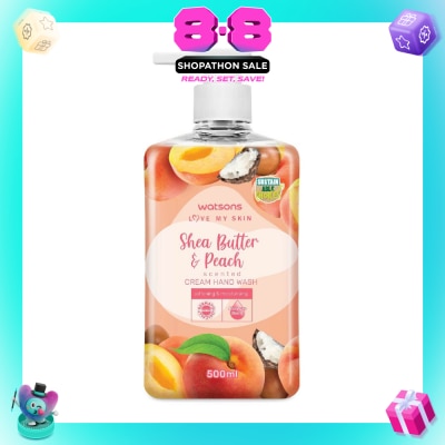 WATSONS - Shea Butter & Peach Scented Cream Hand Wash (Softening & Moisturising, Dermatologically Tested) 500ml