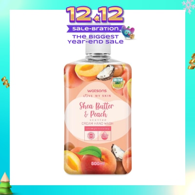 WATSONS Shea Butter & Peach Scented Cream Hand Wash (Softening & Moisturising, Dermatologically Tested) 500ml