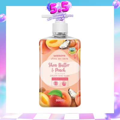 WATSONS - Shea Butter & Peach Scented Cream Hand Wash (Softening & Moisturising, Dermatologically Tested) 500ml