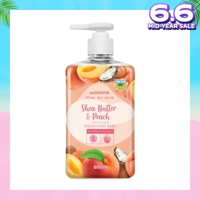 WATSONS Shea Butter & Peach Scented Cream Hand Wash (Softening & Moisturising, Dermatologically Tested) 500ml