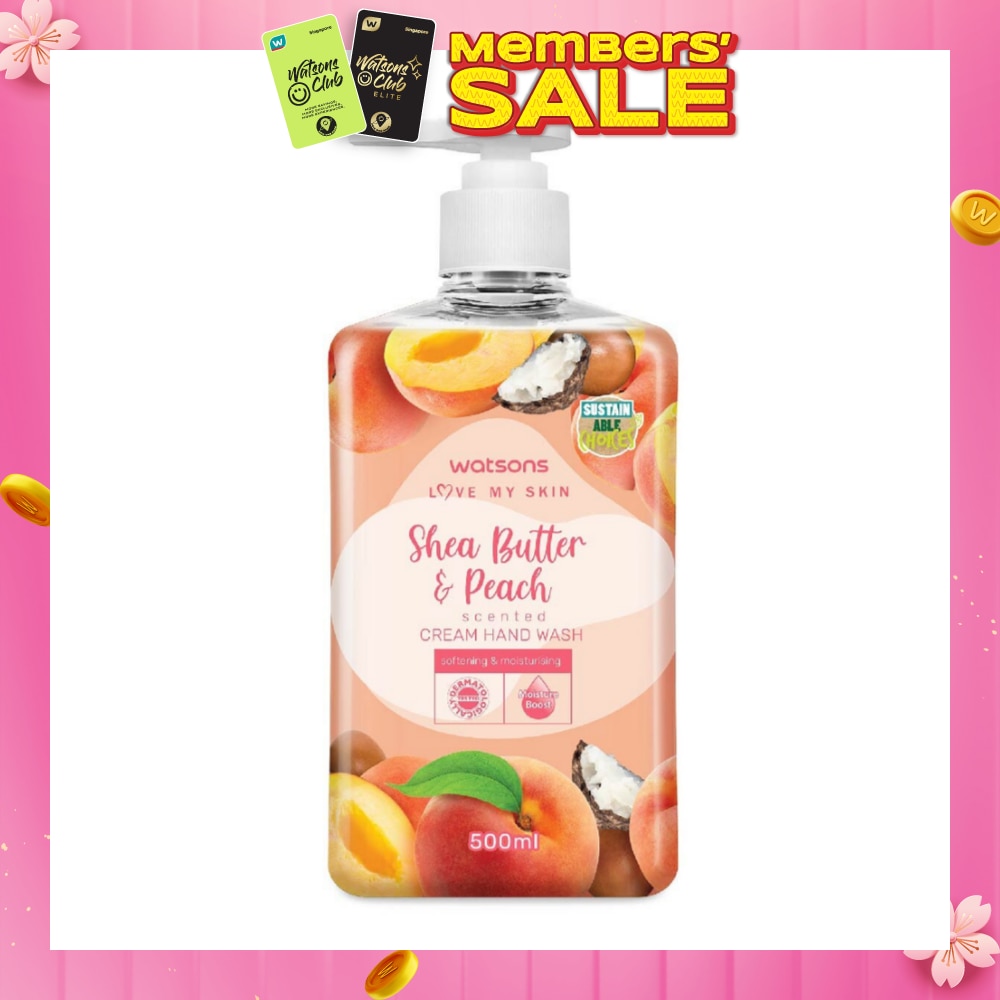 Shea Butter & Peach Scented Cream Hand Wash (Softening & Moisturising, Dermatologically Tested) 500ml
