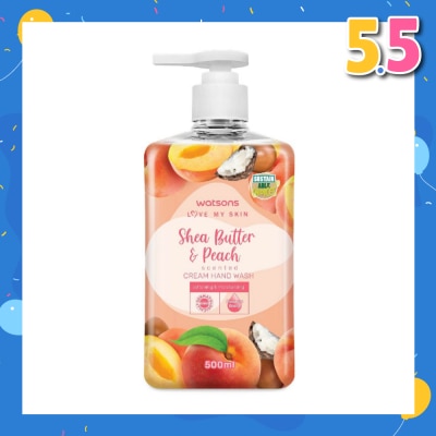 WATSONS Shea Butter & Peach Scented Cream Hand Wash (Softening & Moisturising, Dermatologically Tested) 500ml