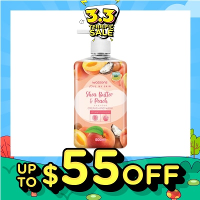 WATSONS Shea Butter & Peach Scented Cream Hand Wash (Softening & Moisturising, Dermatologically Tested) 500ml