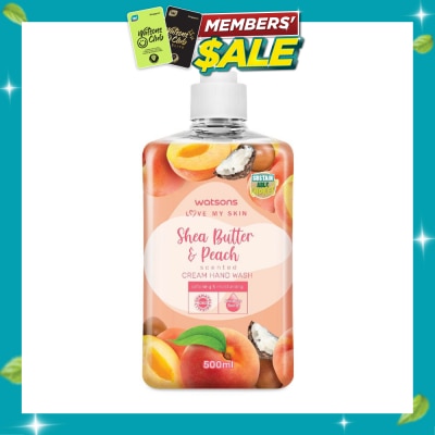 WATSONS Shea Butter & Peach Scented Cream Hand Wash (Softening & Moisturising, Dermatologically Tested) 500ml image
