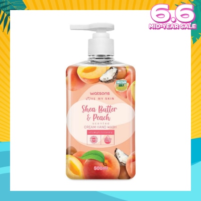 WATSONS Shea Butter & Peach Scented Cream Hand Wash (Softening & Moisturising, Dermatologically Tested) 500ml
