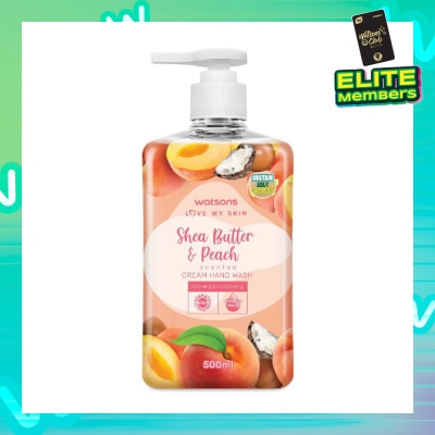 WATSONS Shea Butter & Peach Scented Cream Hand Wash (Softening & Moisturising, Dermatologically Tested) 500ml