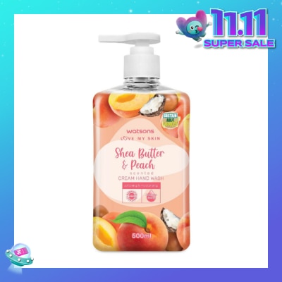 WATSONS Shea Butter & Peach Scented Cream Hand Wash (Softening & Moisturising, Dermatologically Tested) 500ml