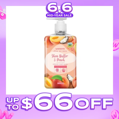 WATSONS - Shea Butter & Peach Scented Cream Hand Wash (Softening & Moisturising, Dermatologically Tested) 500ml