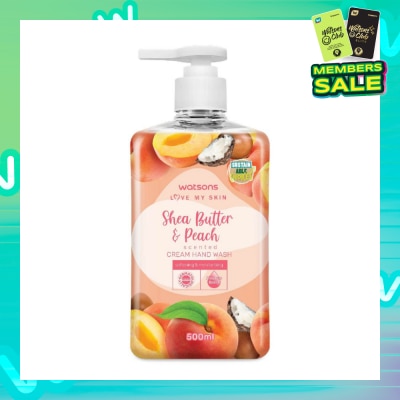 WATSONS Shea Butter & Peach Scented Cream Hand Wash (Softening & Moisturising, Dermatologically Tested) 500ml