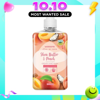 WATSONS Shea Butter & Peach Scented Cream Hand Wash (Softening & Moisturising, Dermatologically Tested) 500ml image