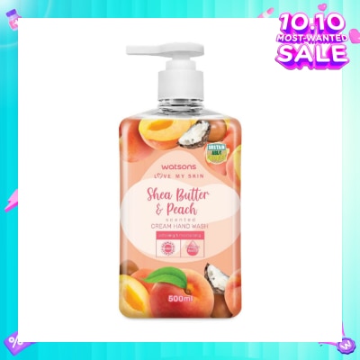 WATSONS Shea Butter & Peach Scented Cream Hand Wash (Softening & Moisturising, Dermatologically Tested) 500ml