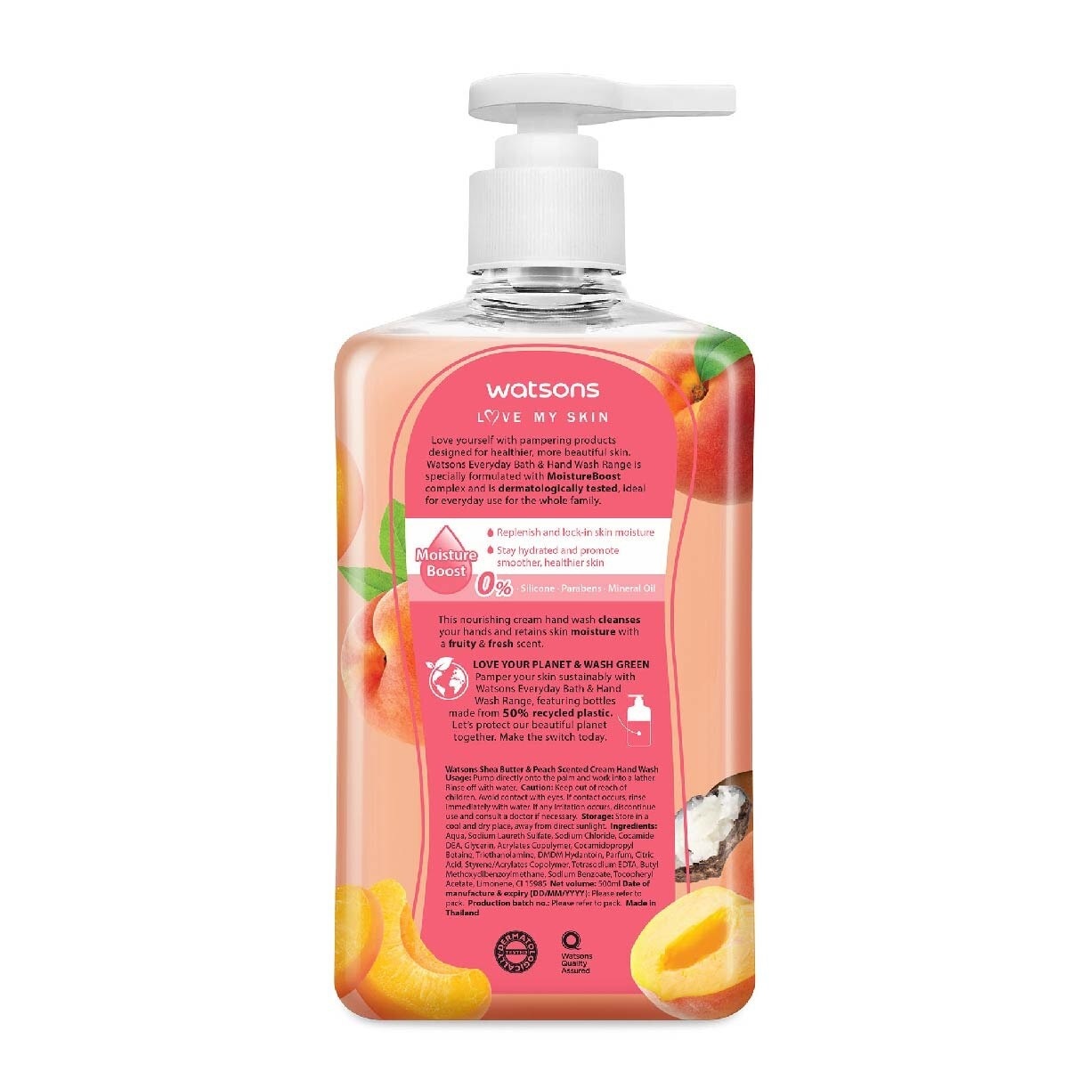 Shea Butter & Peach Scented Cream Hand Wash (Softening & Moisturising, Dermatologically Tested) 500ml