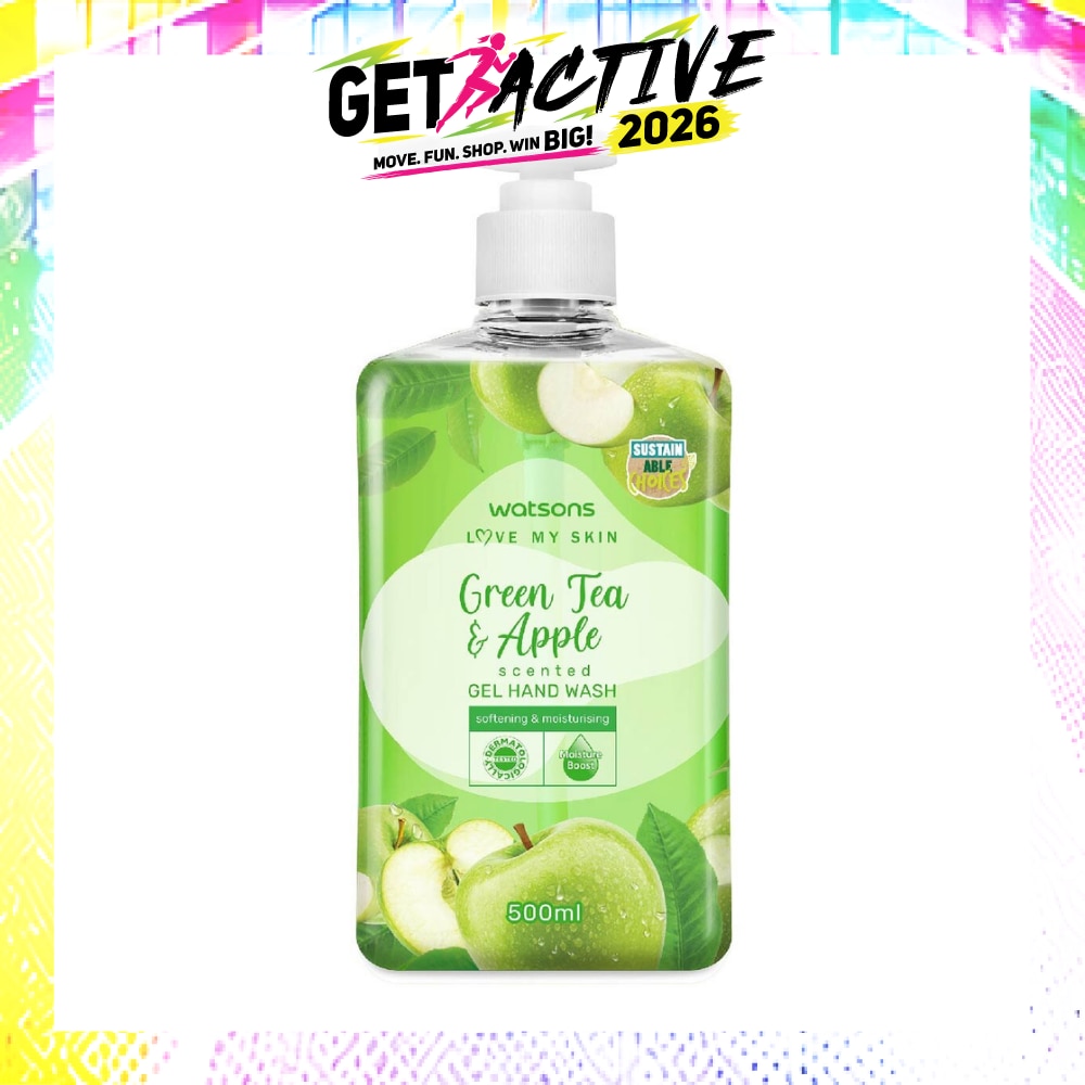 Green Tea & Apple Scented Gel Hand Wash (Softening & Moisturising, Dermatologically Tested) 500ml image