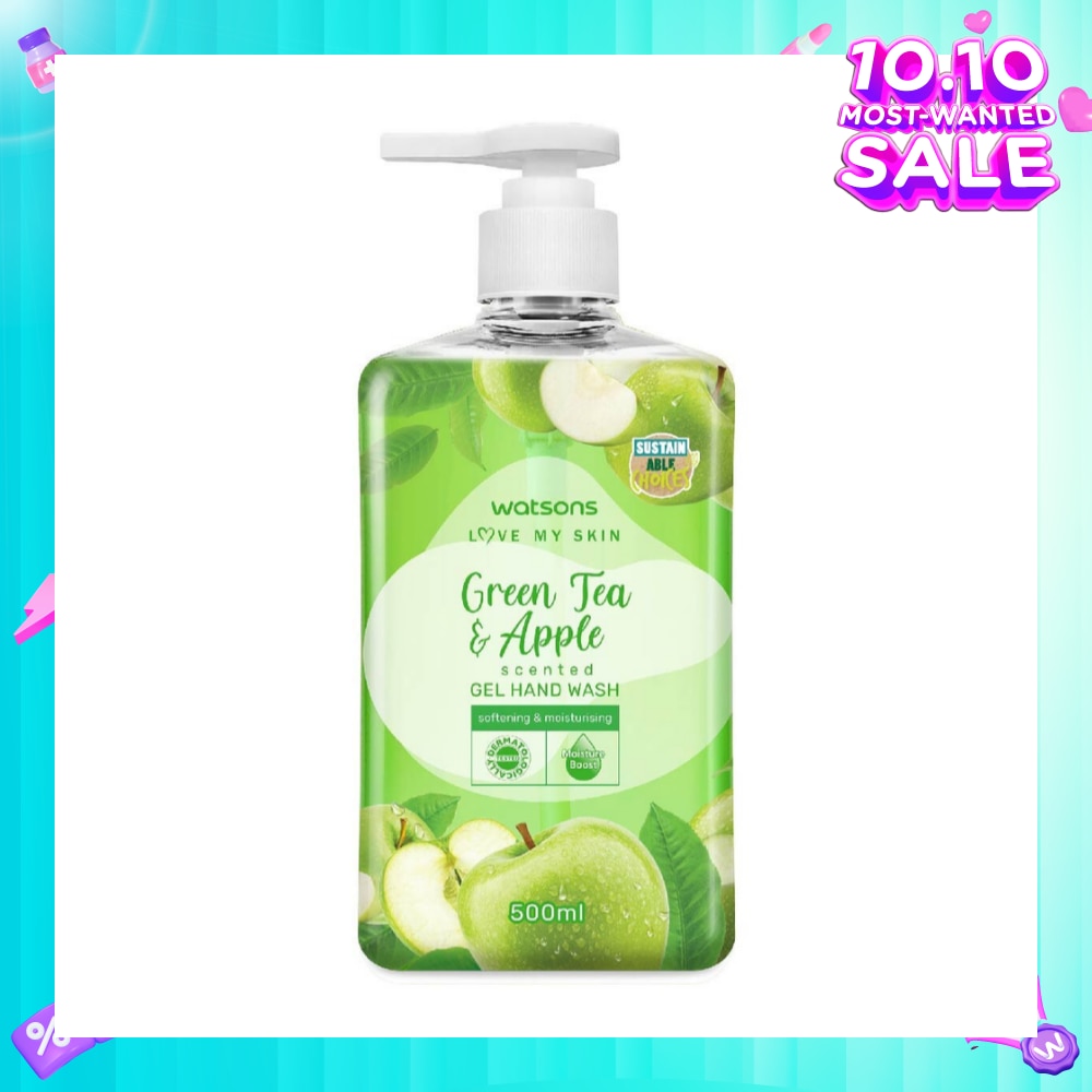 Green Tea & Apple Scented Gel Hand Wash (Softening & Moisturising, Dermatologically Tested) 500ml