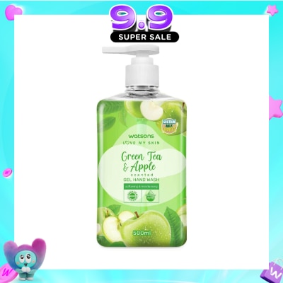 WATSONS - Green Tea & Apple Scented Gel Hand Wash (Softening & Moisturising, Dermatologically Tested) 500ml image