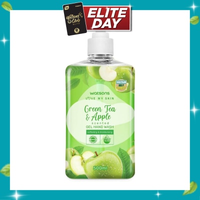 WATSONS Green Tea & Apple Scented Gel Hand Wash (Softening & Moisturising, Dermatologically Tested) 500ml image