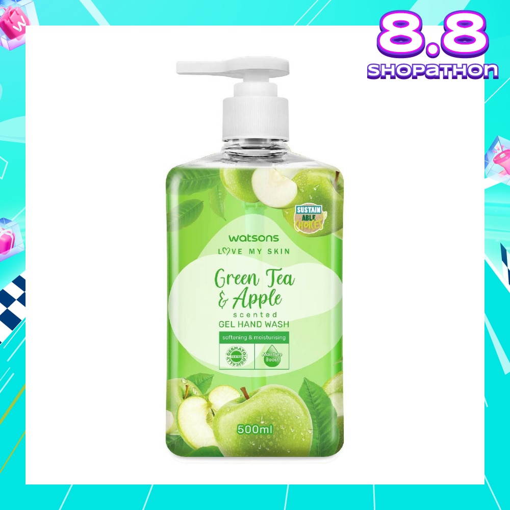 Green Tea & Apple Scented Gel Hand Wash (Softening & Moisturising, Dermatologically Tested) 500ml