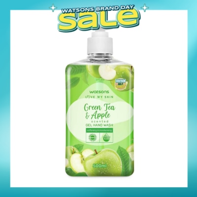 WATSONS - Green Tea & Apple Scented Gel Hand Wash (Softening & Moisturising, Dermatologically Tested) 500ml