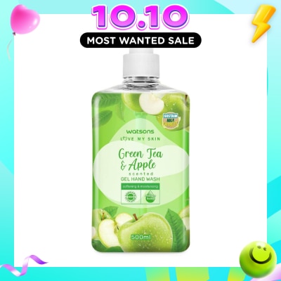 WATSONS Green Tea & Apple Scented Gel Hand Wash (Softening & Moisturising, Dermatologically Tested) 500ml image