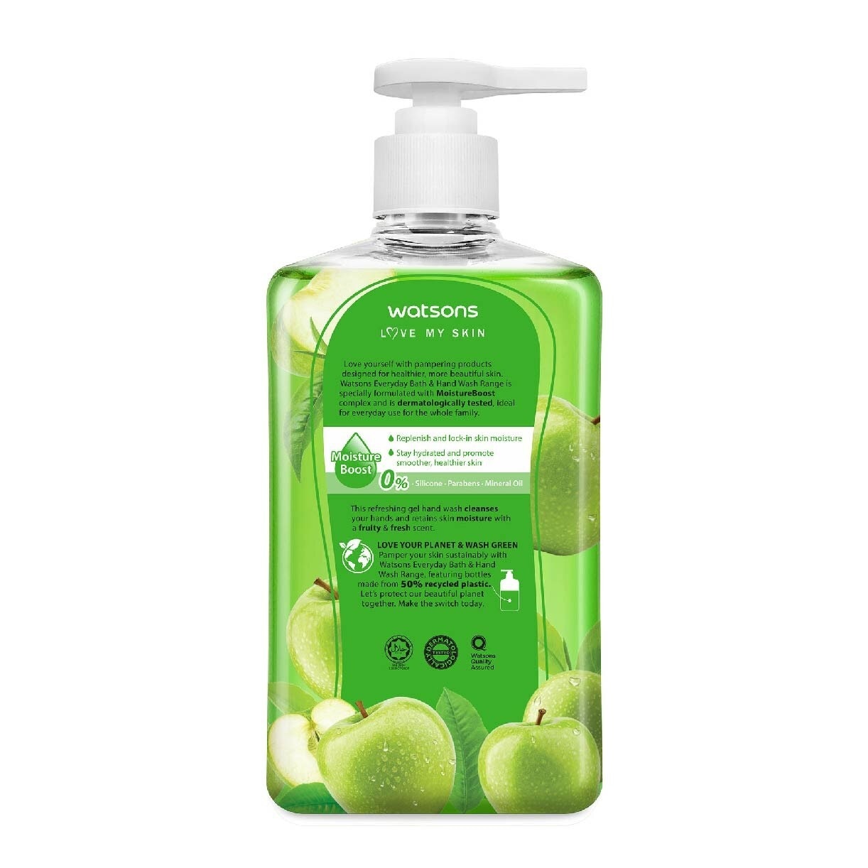 Green Tea & Apple Scented Gel Hand Wash (Softening & Moisturising, Dermatologically Tested) 500ml