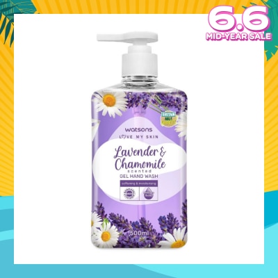 WATSONS Lavender & Chamomile Scented Gel Hand Wash (Softening & Moisturising, Dermatologically Tested) 500ml