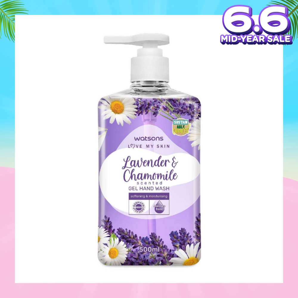 Lavender & Chamomile Scented Gel Hand Wash (Softening & Moisturising, Dermatologically Tested) 500ml