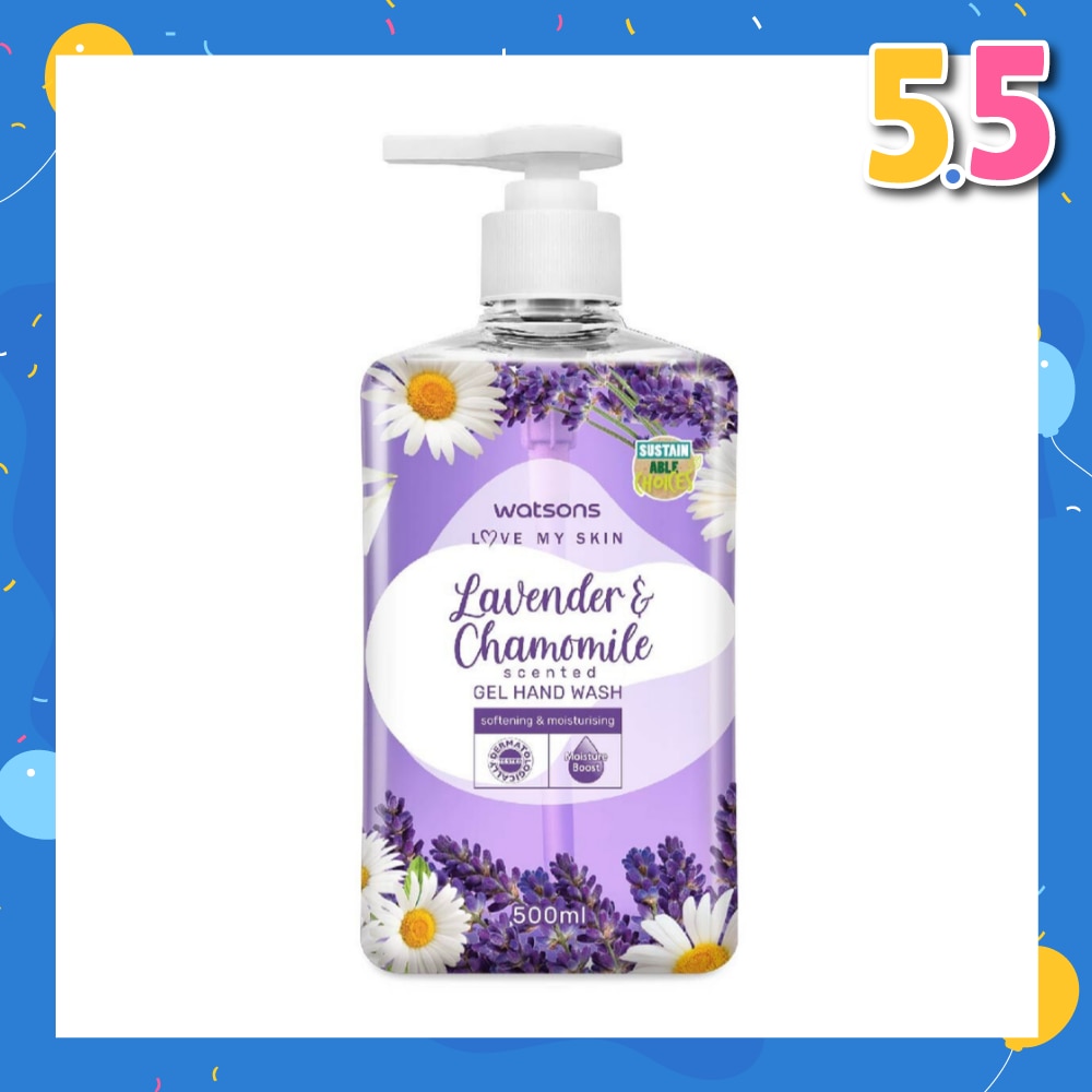 Lavender & Chamomile Scented Gel Hand Wash (Softening & Moisturising, Dermatologically Tested) 500ml