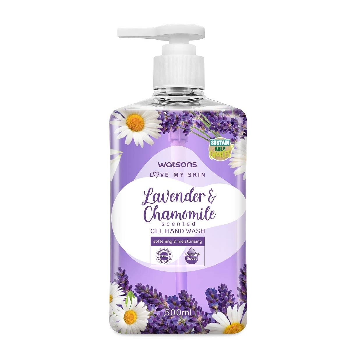 Lavender & Chamomile Scented Gel Hand Wash (Softening & Moisturising, Dermatologically Tested) 500ml