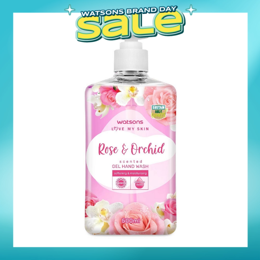 Rose & Orchid Scented Gel Hand Wash (Softening & Moisturising, Dermatologically Tested) 500ml