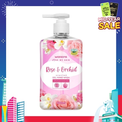 WATSONS Rose & Orchid Scented Gel Hand Wash (Softening & Moisturising, Dermatologically Tested) 500ml