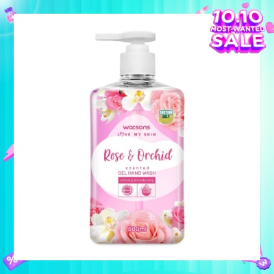 WATSONS Rose & Orchid Scented Gel Hand Wash (Softening & Moisturising, Dermatologically Tested) 500ml