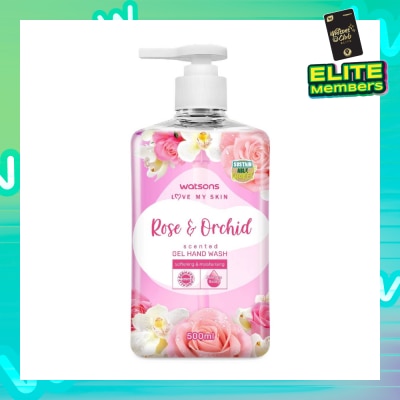 WATSONS Rose & Orchid Scented Gel Hand Wash (Softening & Moisturising, Dermatologically Tested) 500ml