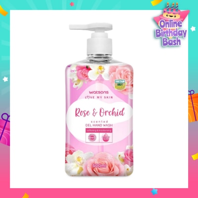 WATSONS Rose & Orchid Scented Gel Hand Wash (Softening & Moisturising, Dermatologically Tested) 500ml
