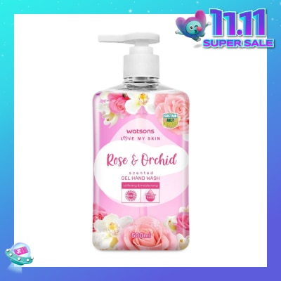 WATSONS Rose & Orchid Scented Gel Hand Wash (Softening & Moisturising, Dermatologically Tested) 500ml