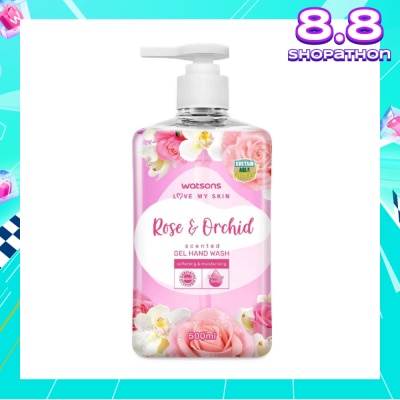 WATSONS Rose & Orchid Scented Gel Hand Wash (Softening & Moisturising, Dermatologically Tested) 500ml