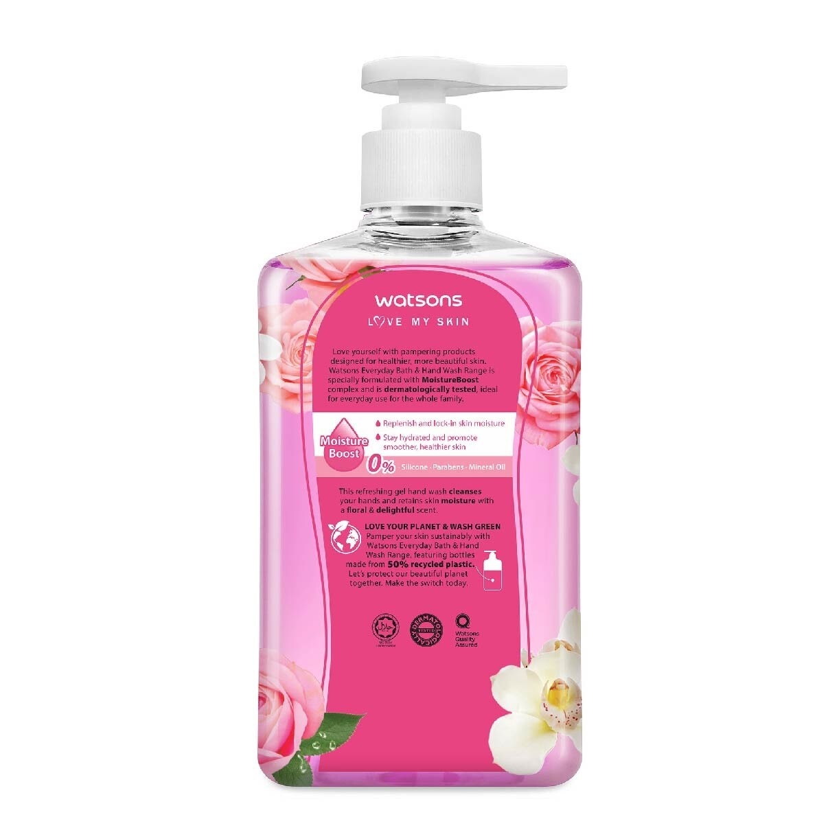 Rose & Orchid Scented Gel Hand Wash (Softening & Moisturising, Dermatologically Tested) 500ml