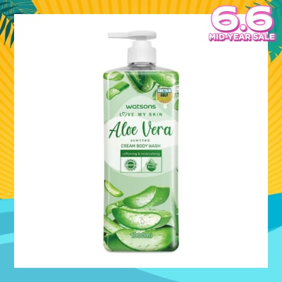 WATSONS Aloe Vera Scented Cream Body Wash (Softening & Moisturising, Dermatologically Tested) 1000ml