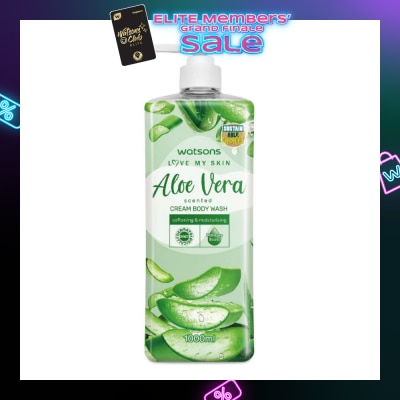 WATSONS Aloe Vera Scented Cream Body Wash (Softening & Moisturising, Dermatologically Tested) 1000ml
