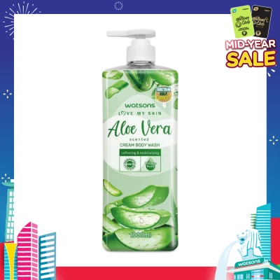 WATSONS Aloe Vera Scented Cream Body Wash (Softening & Moisturising, Dermatologically Tested) 1000ml